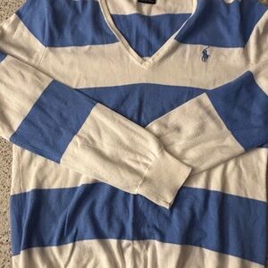 Ralph Lauren Blue and White Long Sleeve Tee